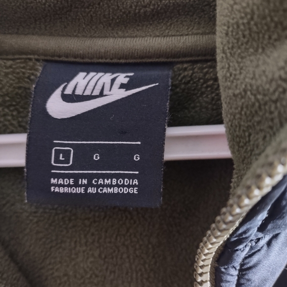 COPY - Nike Fleece Olive Green and Black Zip Up Sweater - Picture 3 of 4